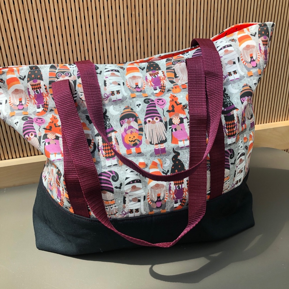 LAST ONE Favorite Halloween Gnomes Large Tote Bag Pumpkin Lining